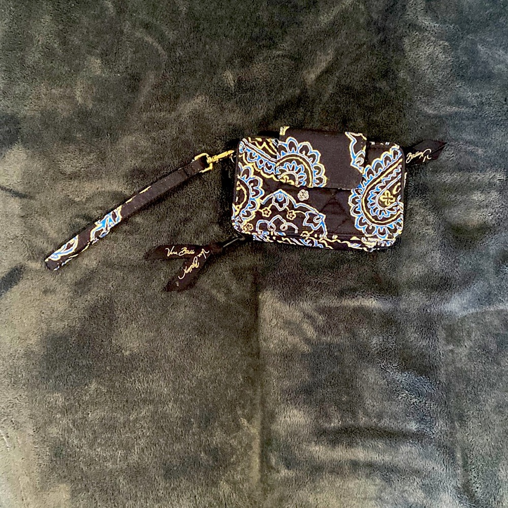 Vera Bradley Wristlet in Blue Bandanna Pattern